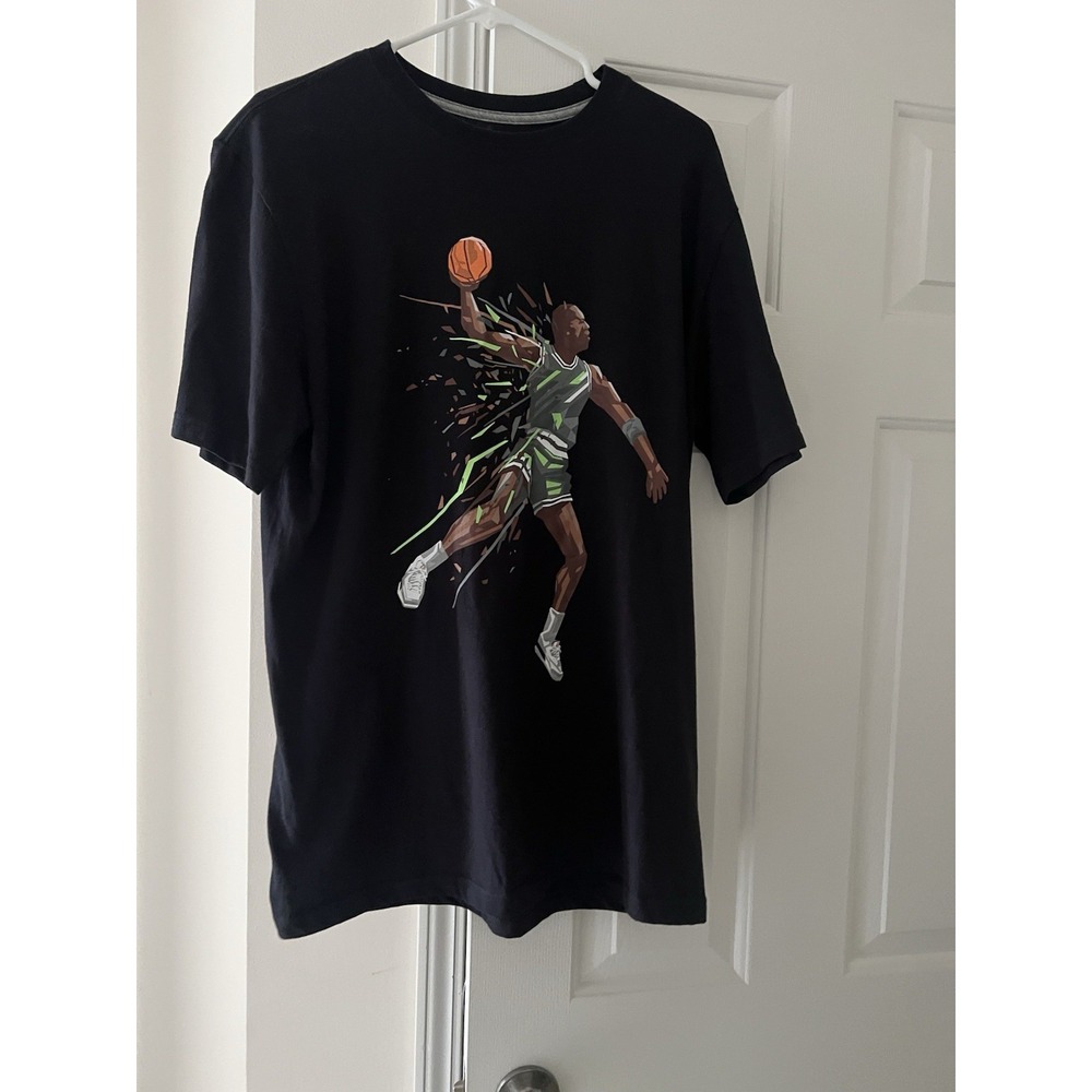 Jordan Brand T-Shirt Men's Large Basketball Slam Dunk Jumpman Black green - NWOT